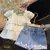 Conjuntos Short Jeans Bordado Com Blusa Camadas na internet