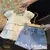 Conjuntos Short Jeans Bordado Com Blusa Camadas - comprar online