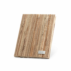 Caderno A5 em palha natural com folhas pautadas recicladas - comprar online