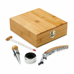 Conjunto para vinho em bambu e zinco - loja online