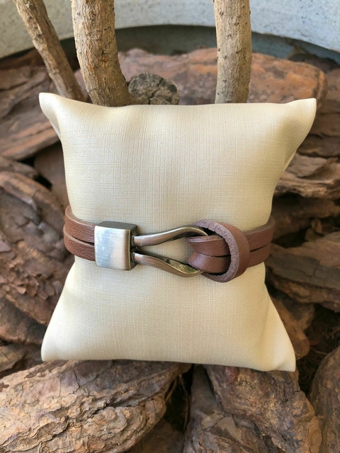 PULSEIRA DUPLA DE COURO MASCULINA