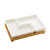 Conjunto 2 Petisqueiras Porcelana Branca c/ Bandeja Bambu