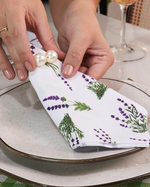 Kit Anéis Para Guardanapos Pérola Duplo