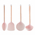 Utensílios De Cozinha De Nylon Rosa Com Cabo De Aço Inox Rose