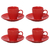 Conjunto Café Bella Vermelha 90ml 4 Xicaras e 4 Pires