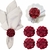 Kit 4 Porta Guardanapo Mimosa Flor Crisântemo Vermelho