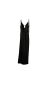 Vestido de satén negro con escote en V y tirantes finos.