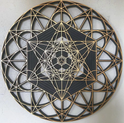 CUBO DE METATRON (PRETO E DOURADO)