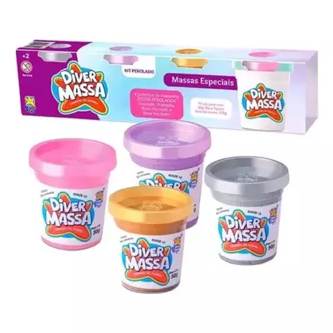 KIT MASSINHA PEROLADO 4 UN - DIVERTOYS 8109