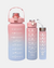 Kit 3 Garrafa De Água Squeeze Com Adesivos 2D e 3D Galão 2l Litros Alça, 900 ML, 300 ML Motivacional Academia Escolar Infantil Colorida Antivazamento