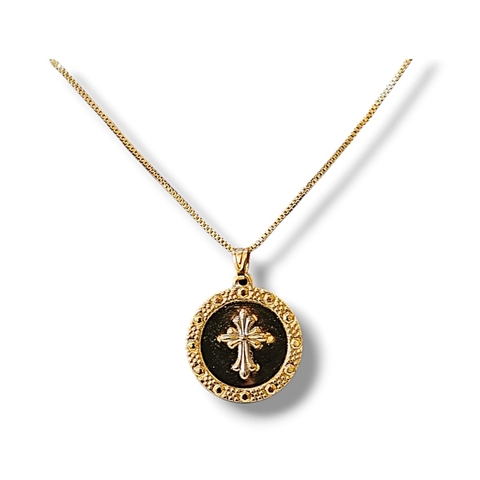 Gargantilha Veneziana com Pingente de Cruz Resinado