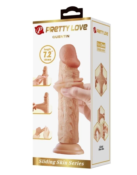 DILDO PLANO HIPER REALISTA CON PIEL 18.4CM