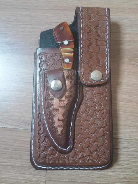 Bainha Para Celular e Porta Canivete De Couro
