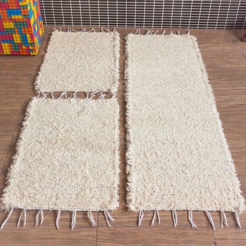 Jogo de tapete Felpudo Boho 1 Passadeira 2 Tapetes