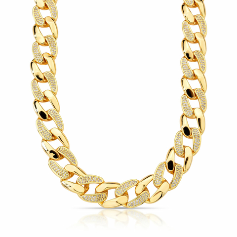 Colar Dourado Corrente Cravejada