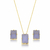 Conjunto Dourado Cristal Retangular Lilas Fosco