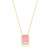 Conjunto Dourado Pedra Quadrada Cravejada Rosa - comprar online