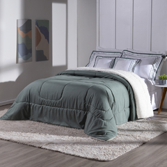 Kit Coberdrom Soft 05 Peças Queen cor:Verde Militar