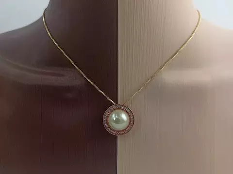 COLAR PEROLA CRAVEJADA