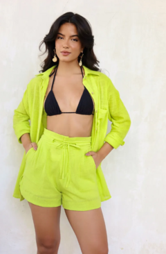 conjunto de algodão Camisa e shorts - IV TONS MODA PRAIA MODA FITNESS