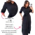 Vestido alfaiataria evangélico preto com babado, botões e gola, modelo fluido e confortável.
