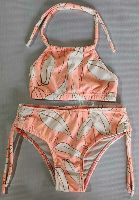 Biquini Infantil Folhas Salmão - comprar online