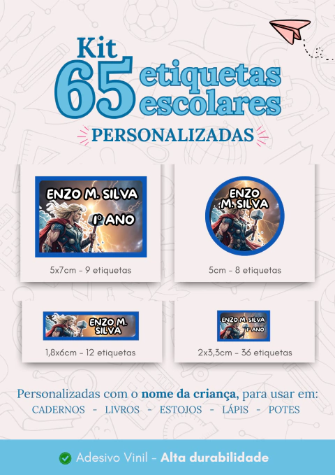 KIT 65 ETIQUETAS ESCOLARES - TEMAS DIVERSOS na internet