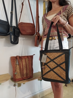 CARTERA cuero+cesteria - comprar online