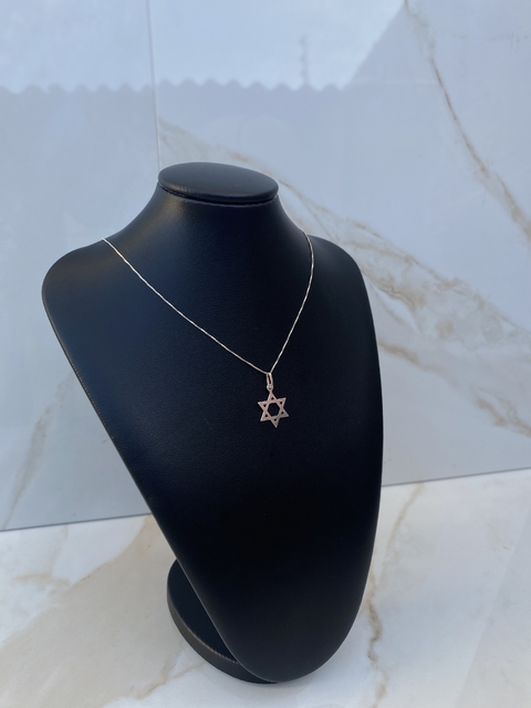 Colar Estrela de Davi/Corrente Grumet P 45cm