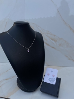 Conjunto coração rosa 6mm 45cm