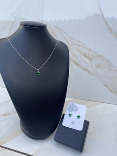 Conjunto coração verde 6mm 45cm