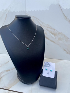 Conjunto coração azul 6mm 45cm