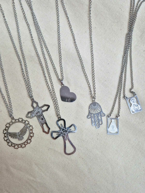 Kit 05 colares variados fé cruz religião para revenda atacado