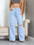 Calça feminina jeans wide leg