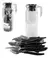 CONJUNTO DE TALHERES/FAQUEIRO C/24 PCS PLASTICO PRETO + JARRA DE VIDRO 1000ML - comprar online