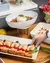 KIT 3 TRAVESSAS RETANGULARES COM ALÇA E FRISO LE CHEF CREME - Lobel