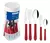 CONJUNTO DE TALHERES/FAQUEIRO C/20 PCS VERMELHO NO POTE TRAMONTINA