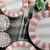 CONJUNTO 4 PRATOS SOBREMESA PINK STRIP ROSA 20cm Porcelana - comprar online