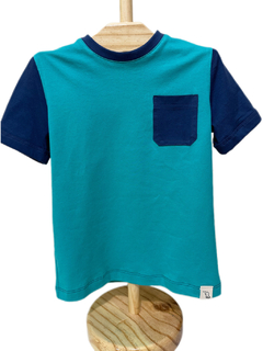 Camiseta Duas Cores com Bolso - Verde Turquesa - Letemi