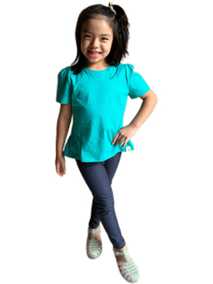 Blusa com Manga Princesa e Babado nas Costas - Verde Turquesa - comprar online