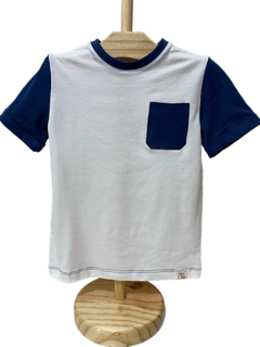 Camiseta Duas Cores com Bolso - Off-White - Letemi