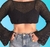 Blusa cropped Gardênia - preta - crochê feita a mão