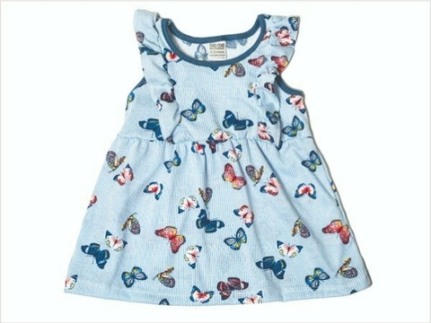 Vestido de algodón estampado motivo mariposas con volados 23 02 33