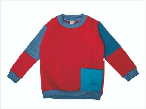BUZO DE FRISA COMBINADO AZUL Y BORDO 03 04 34