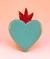 Sagrado Corazón turquesa, llama roja