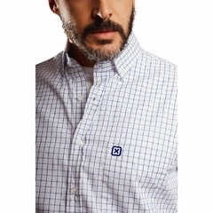 Camisa Custom Xadrez Manga Curta Azul - 2725C - comprar online