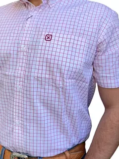 Camisa Custom Xadrez Manga Curta Vermelha - 2725C - comprar online