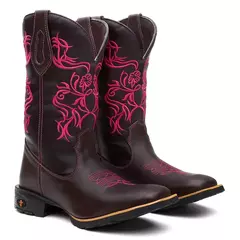 Bota Texana Feminina Flor Rosa - comprar online