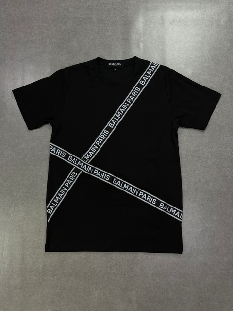 CAMISETA IMPORTADA BALMAIN PRETA FAIXA