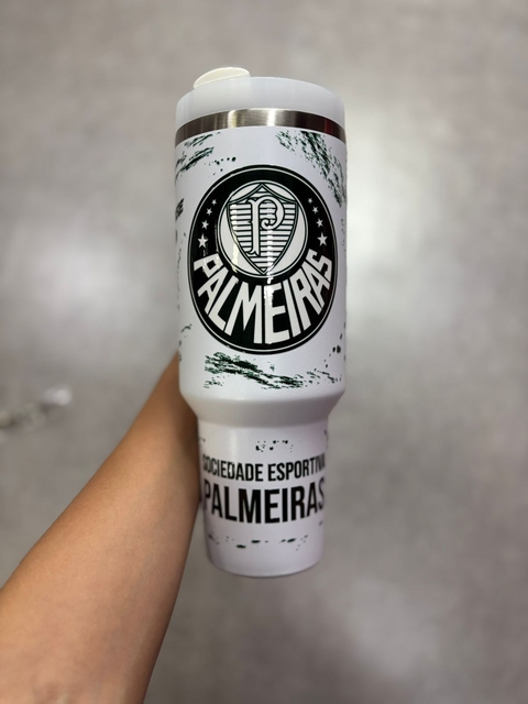 COPO TERMICO PALMEIRAS BRANCO CANUDO